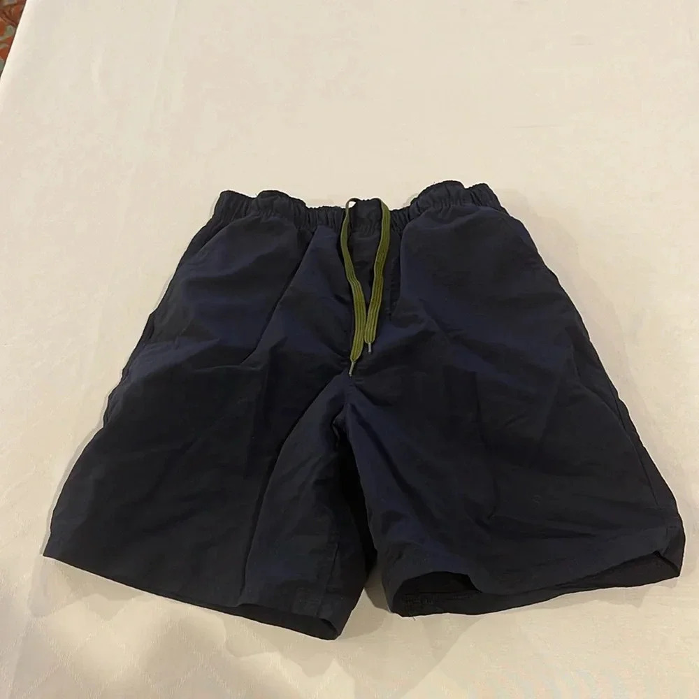 Breakwater men’s navy blue swim trunks mesh brief lines small EUC‎